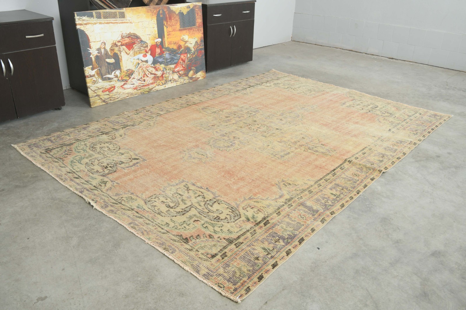 6x9 Turkish Antique Rug Anatolian Hand-Knotted Vintage Oushak Large Carpet,369
