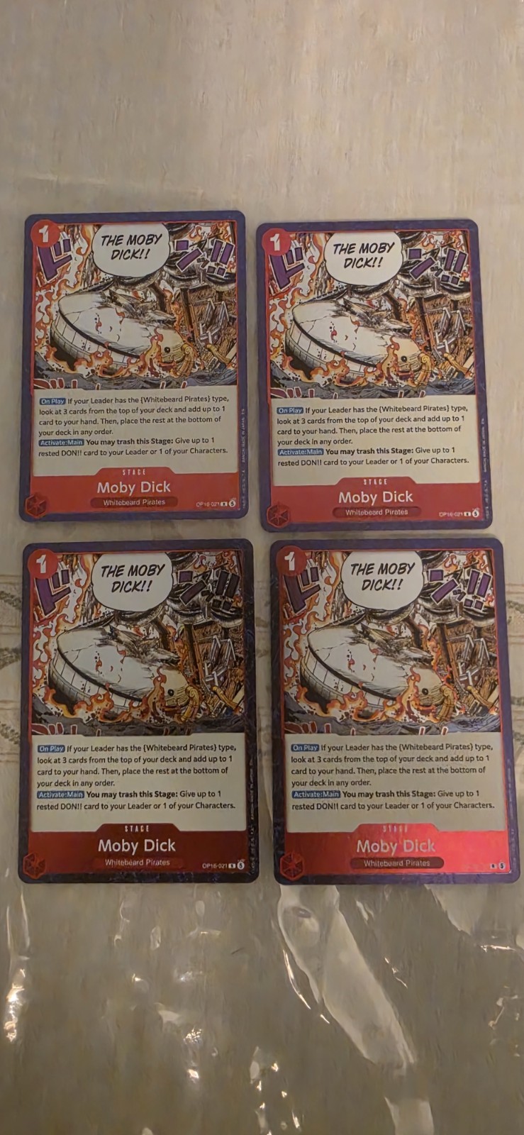 Playset Bandai One Piece TCG Moby Dick OP16-021 English Red x4 Playset Bandai One Piece TCG Moby Dick OP16-021 English Red x4