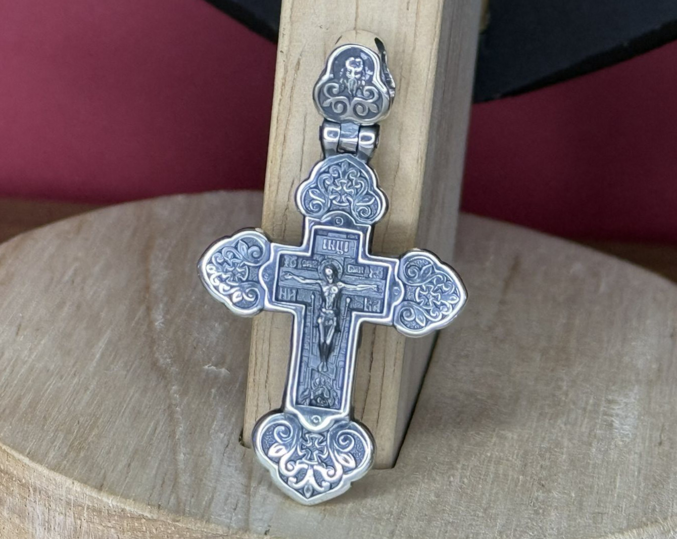 Vintage Cross Jesus Silver 925 Pendant Jewelry St. George Marry Orthodox Men Old