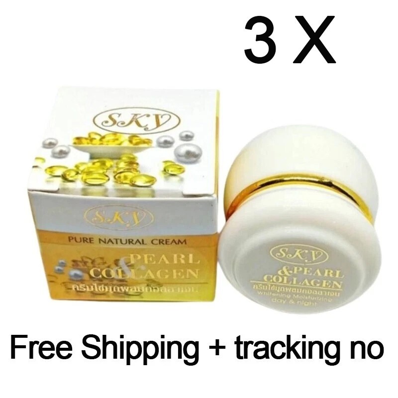 3x SKY Pearl Whithening Moisturizing Cream Natural Collagen Face Thai Dark Spots