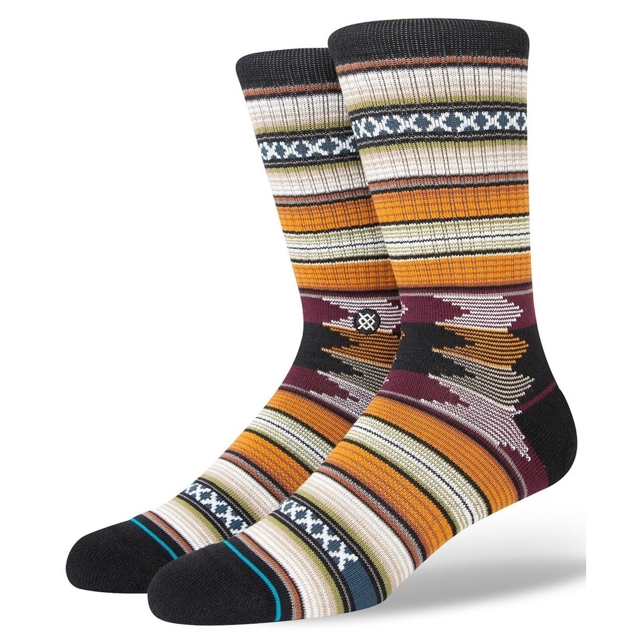 Stance Adult Taupe Crew Cotton InfiKnit Cushion Stripe Baron Casual Socks L 9-13