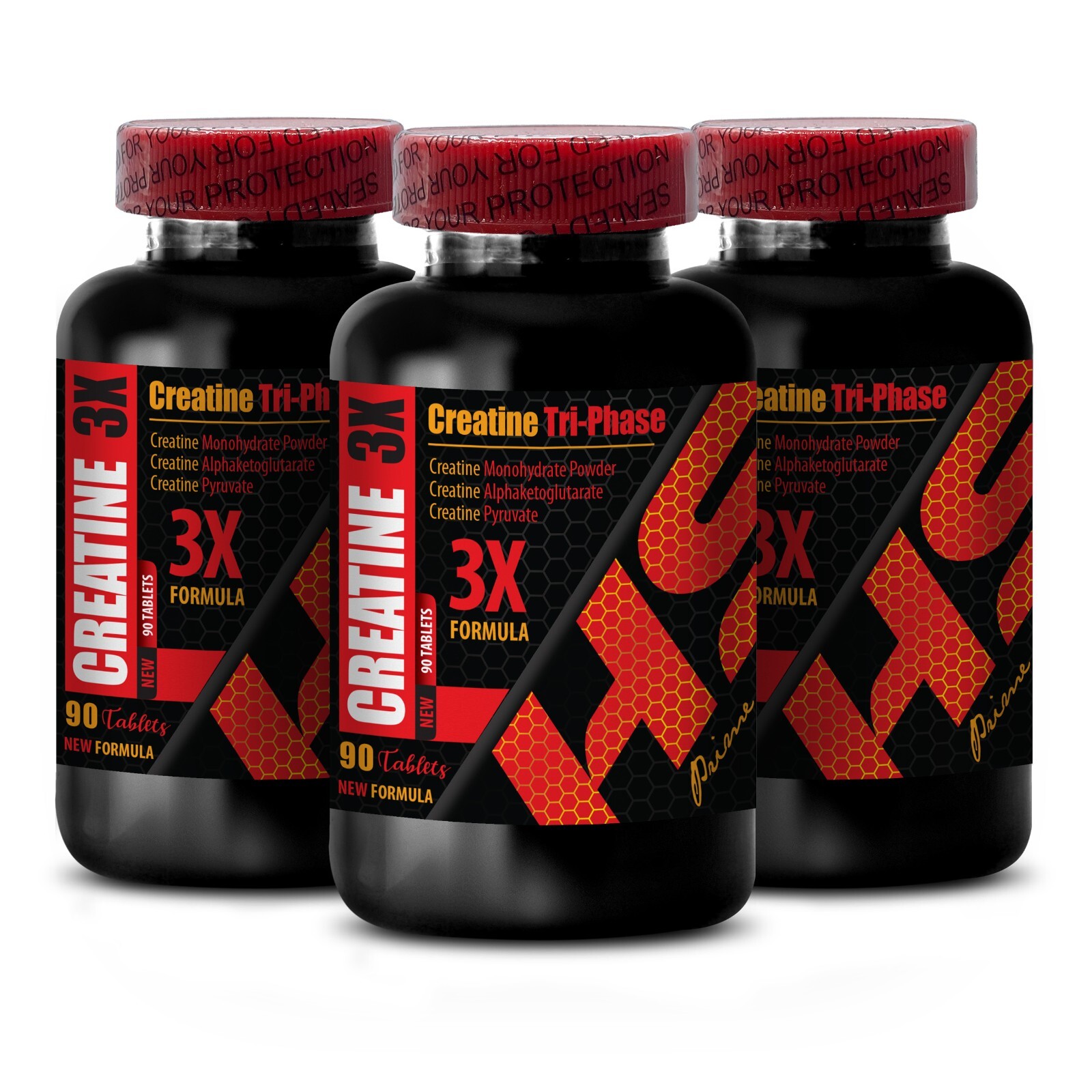 Blend Creatine Monohydrate - CREATINE 3X - Enhanced 3 Bottle 270 Tablets