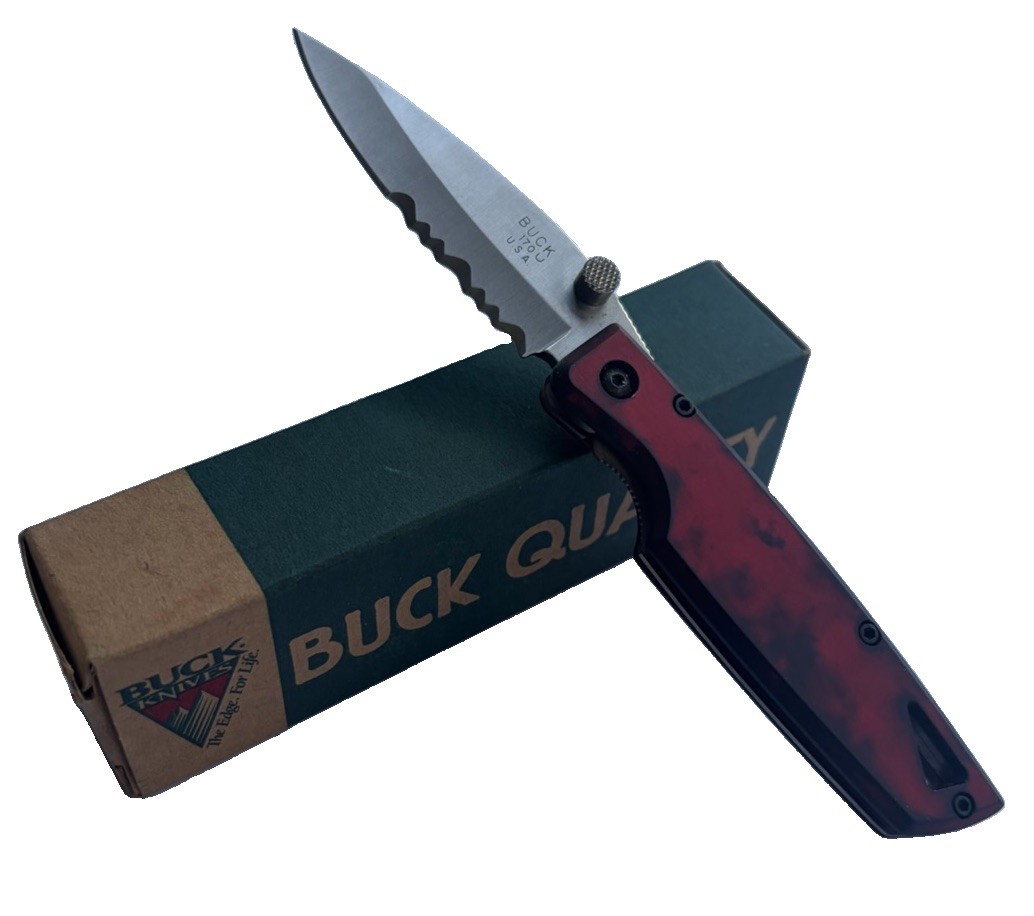 Vintage BUCK 170U Lightning HTA Red Black Knife USA NOS Box 2000