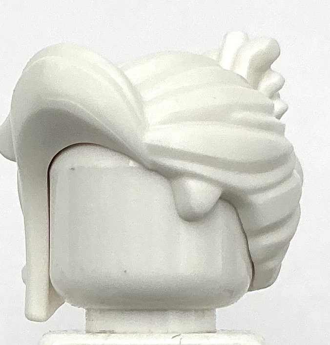 Lego New White Minifigure Hair Female w/ Clipped-up Ponytail Long Bangs Part Lego New White Minifigure Hair Female w/ Clipped-up Ponytail Long Bangs Part