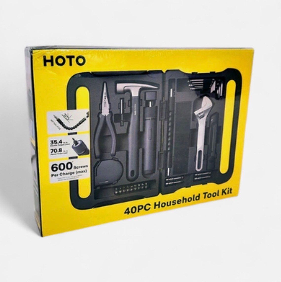 HOTO 40-Piece Household Tool Kit with Smart LED 3 Torque Electric Screwdriver HOTO 40-Piece Household Tool Kit with Smart LED 3 Torque Electric Screwdriver