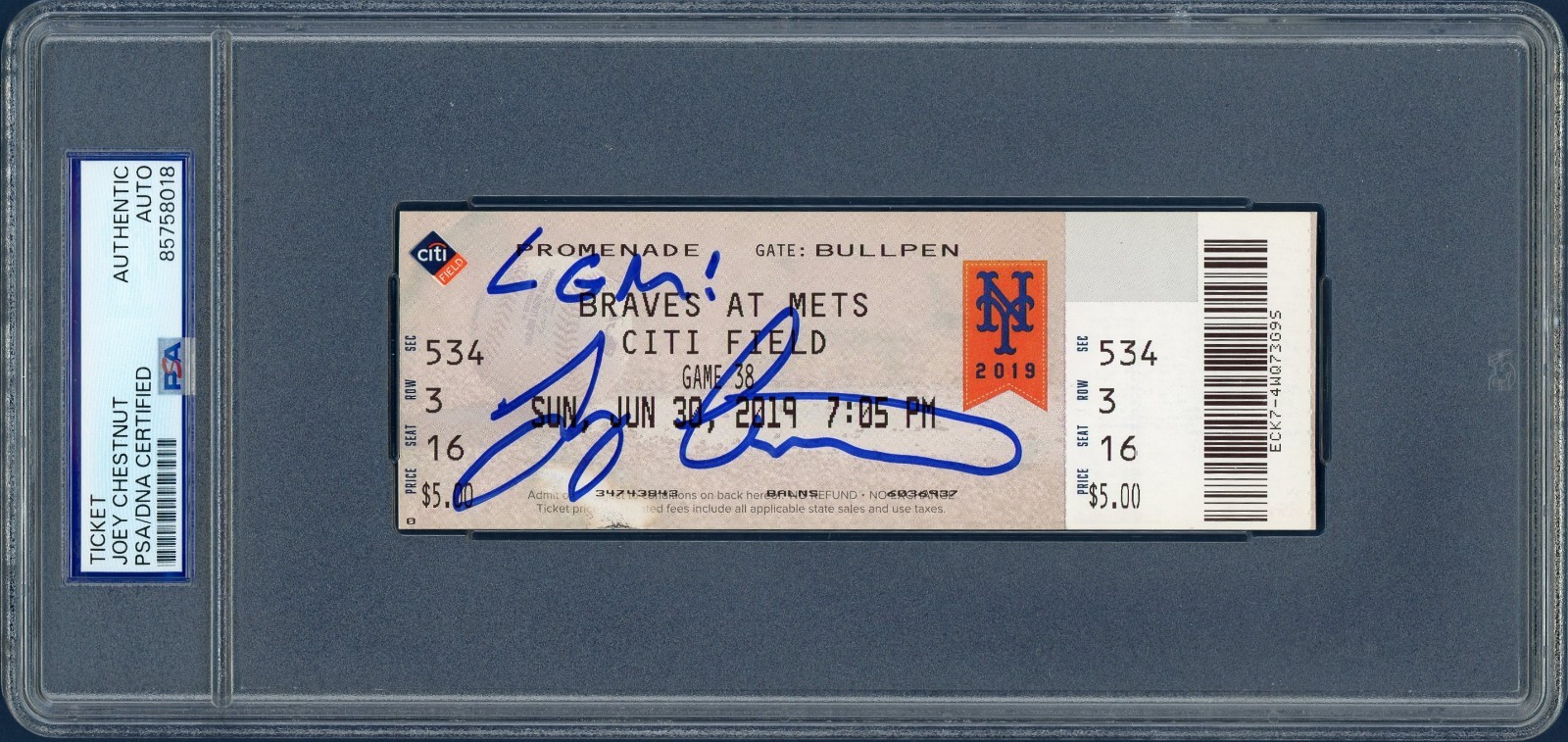Joey Chestnut SIGNED New York Mets Ticket 