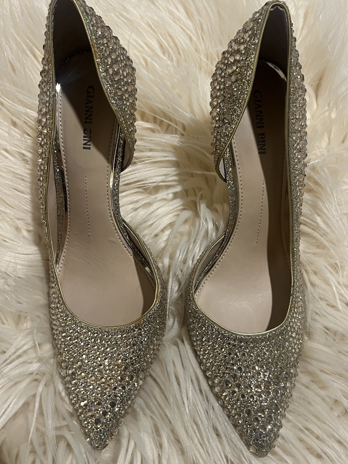 Gianni Bini Women’s 12 Silver Rhinestone D\'Orsay Stiletto Pointed Pumps