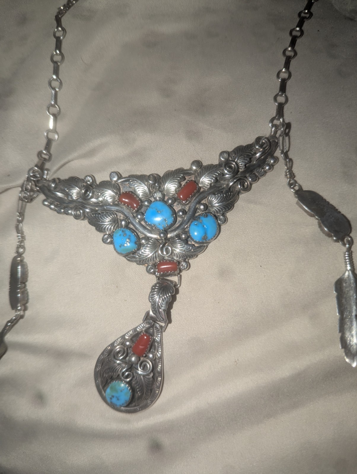 Sterling Silver And Turquoise Navajo Necklace Sterling Silver And Turquoise Navajo Necklace