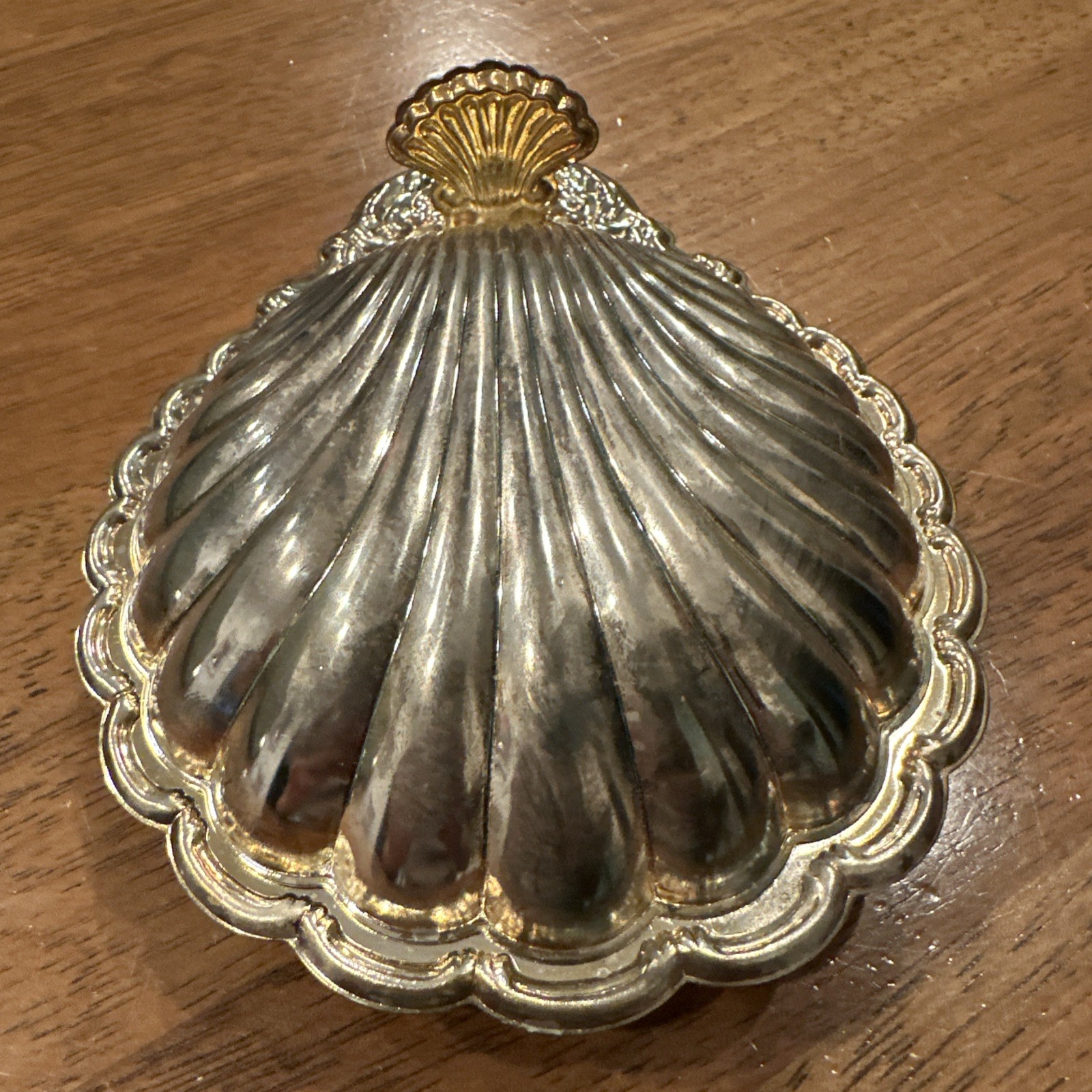 Vintage Silver Plate Clam Shell Butter Caviar Dish Hinged Frosted Glass Insert