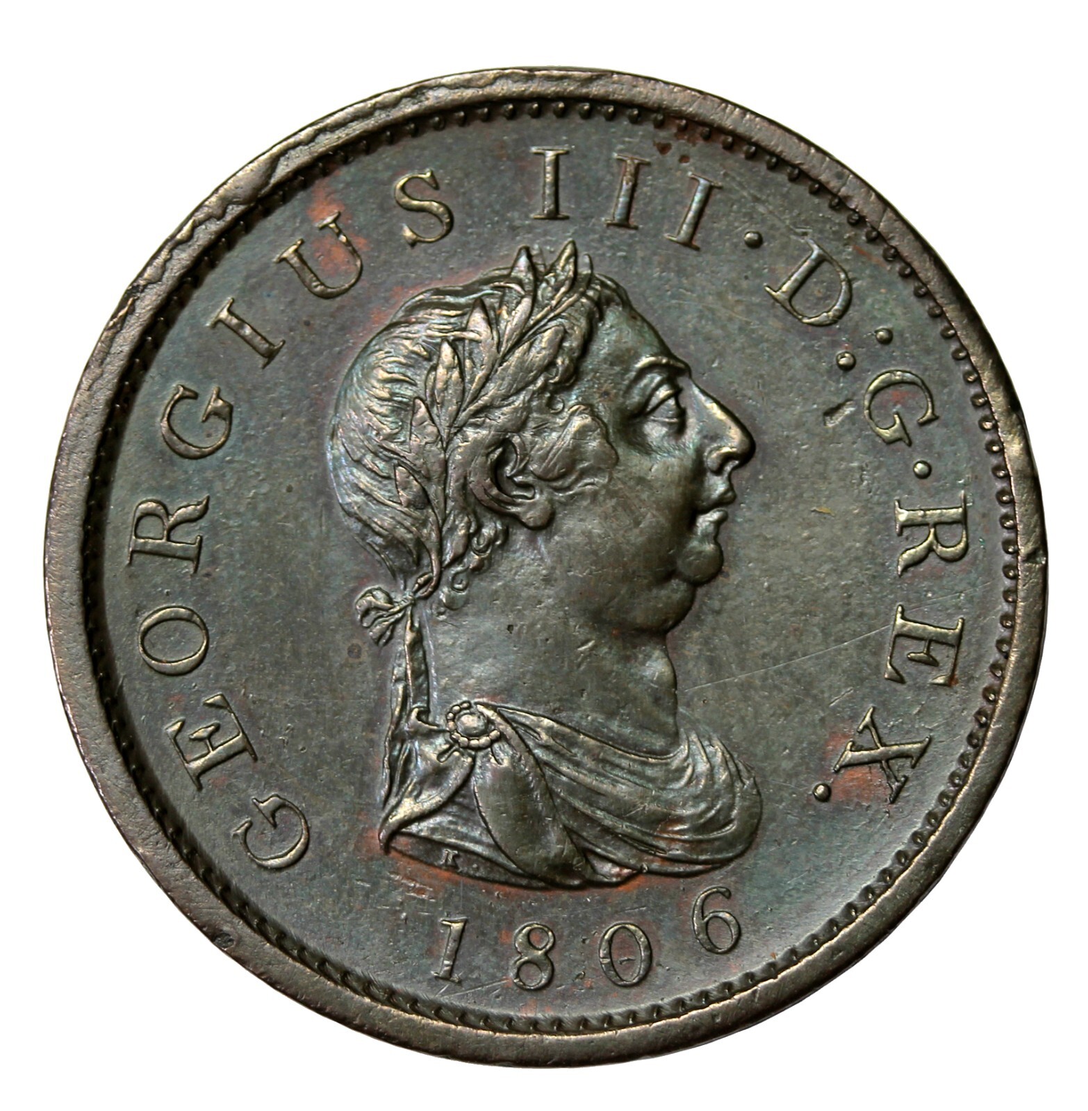 Great Britain 1806 King George III Copper Penny KM#663