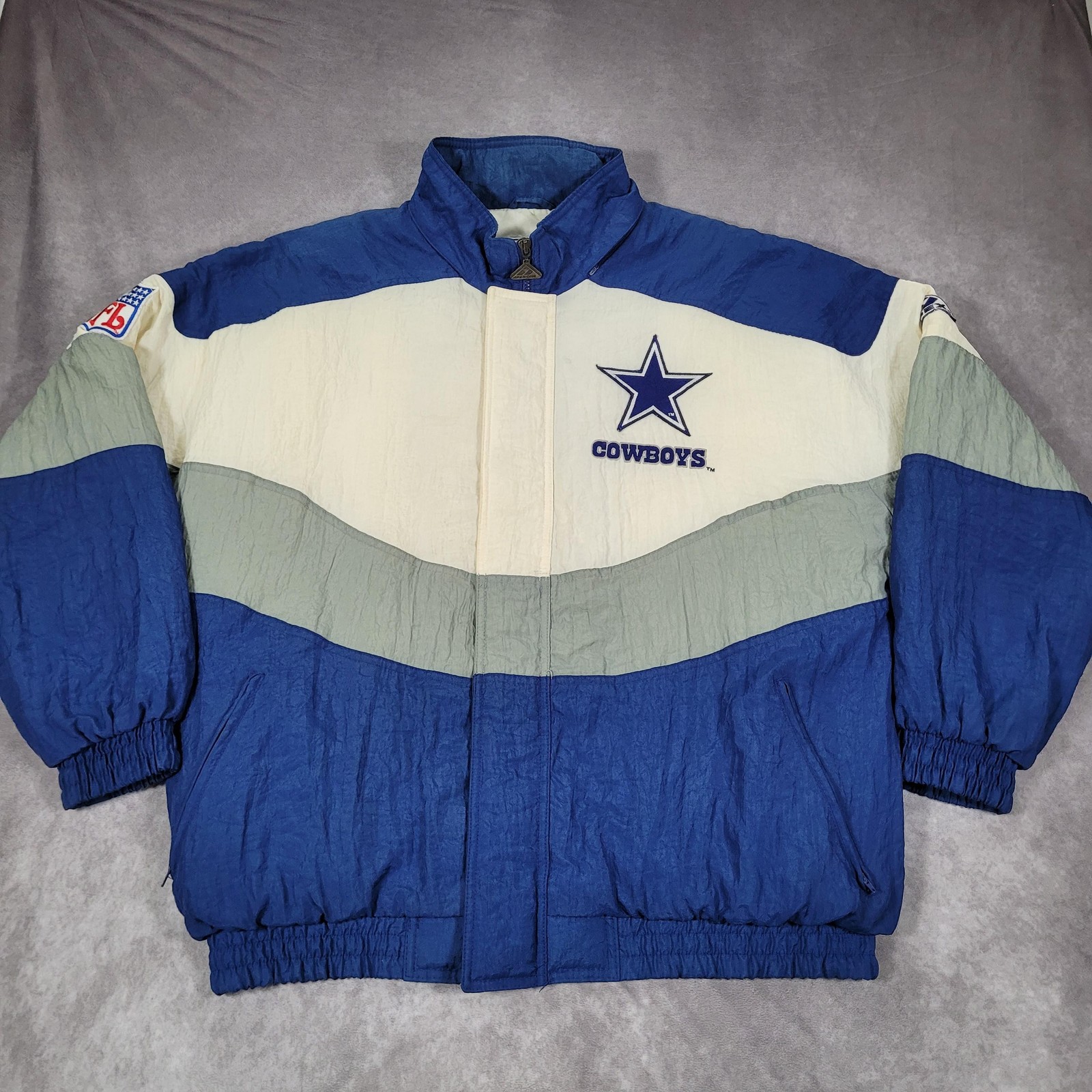 Vintage Dallas Cowboys Jacket Mens Large Blue NFL Football Apex One Pro Line 90s