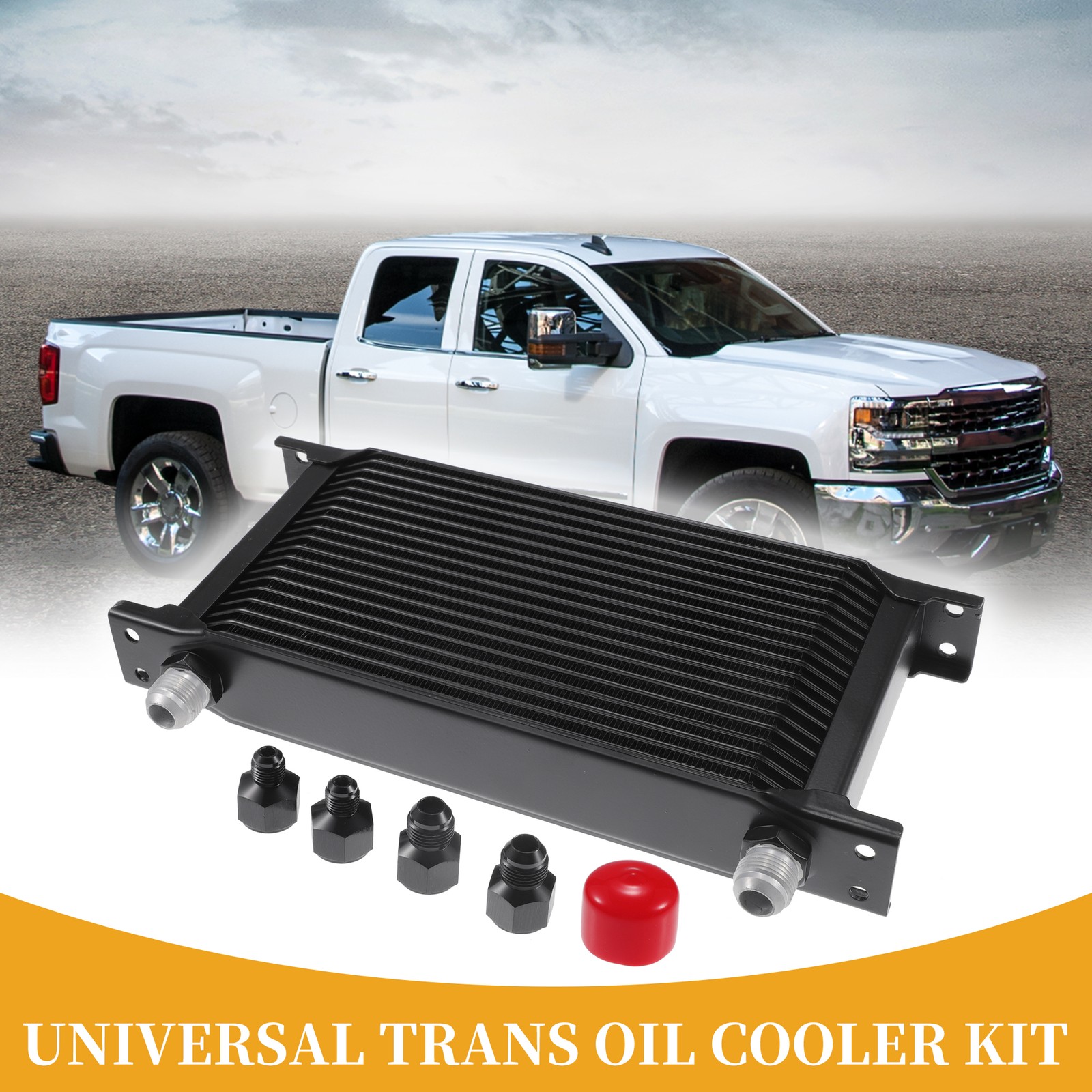 Transmission Oil Cooler Kit 19 Row Trans Cooler with 6AN 8AN Adapter Black Transmission Oil Cooler Kit 19 Row Trans Cooler with 6AN 8AN Adapter Black