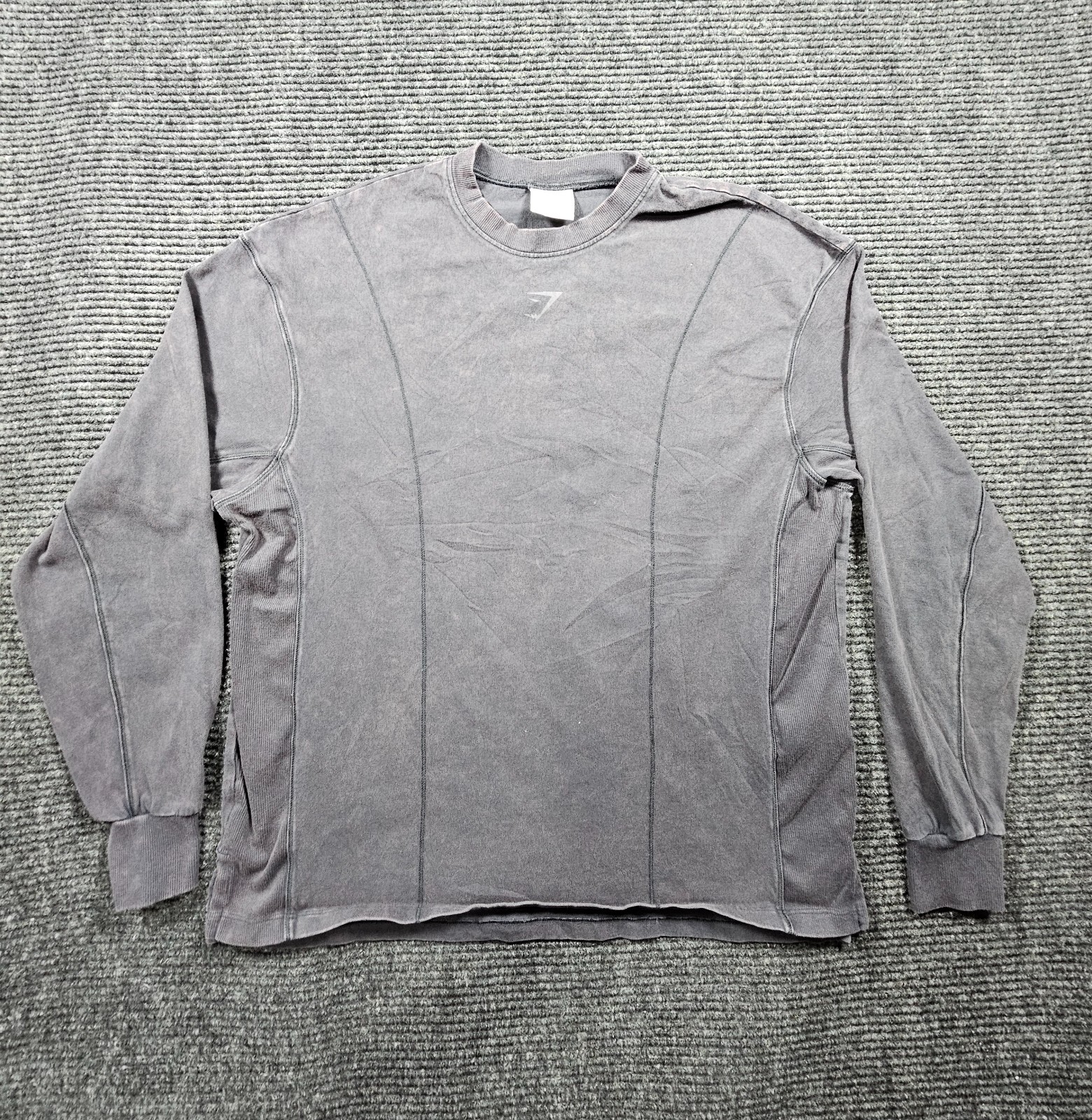 Gymshark Heritage Washed Sweatshirt Mens S Gray Oversized Long Sleeve Crew Neck