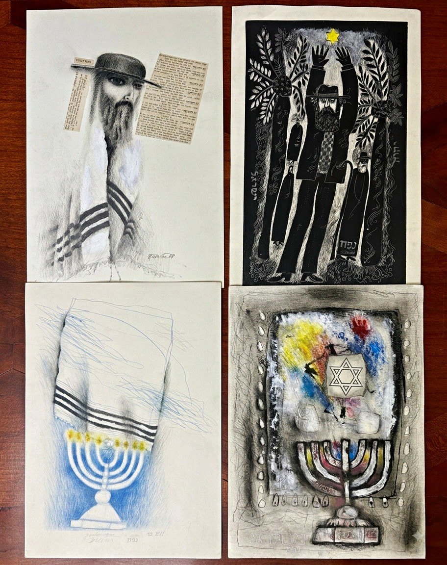 Vintage Czech Judaica Art Collection - Signed Jochanan Prorok Drawings 1988-1993