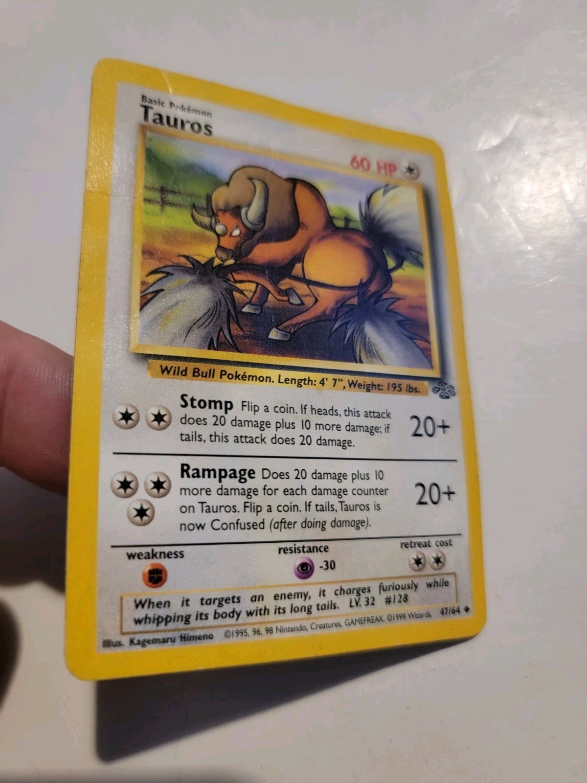 Pokemon Tauros 47/64 Uncommon 1st Edition Jungle Basic Non-holo Vintage 1999 Pokemon Tauros 47/64 Uncommon 1st Edition Jungle Basic Non-holo Vintage 1999