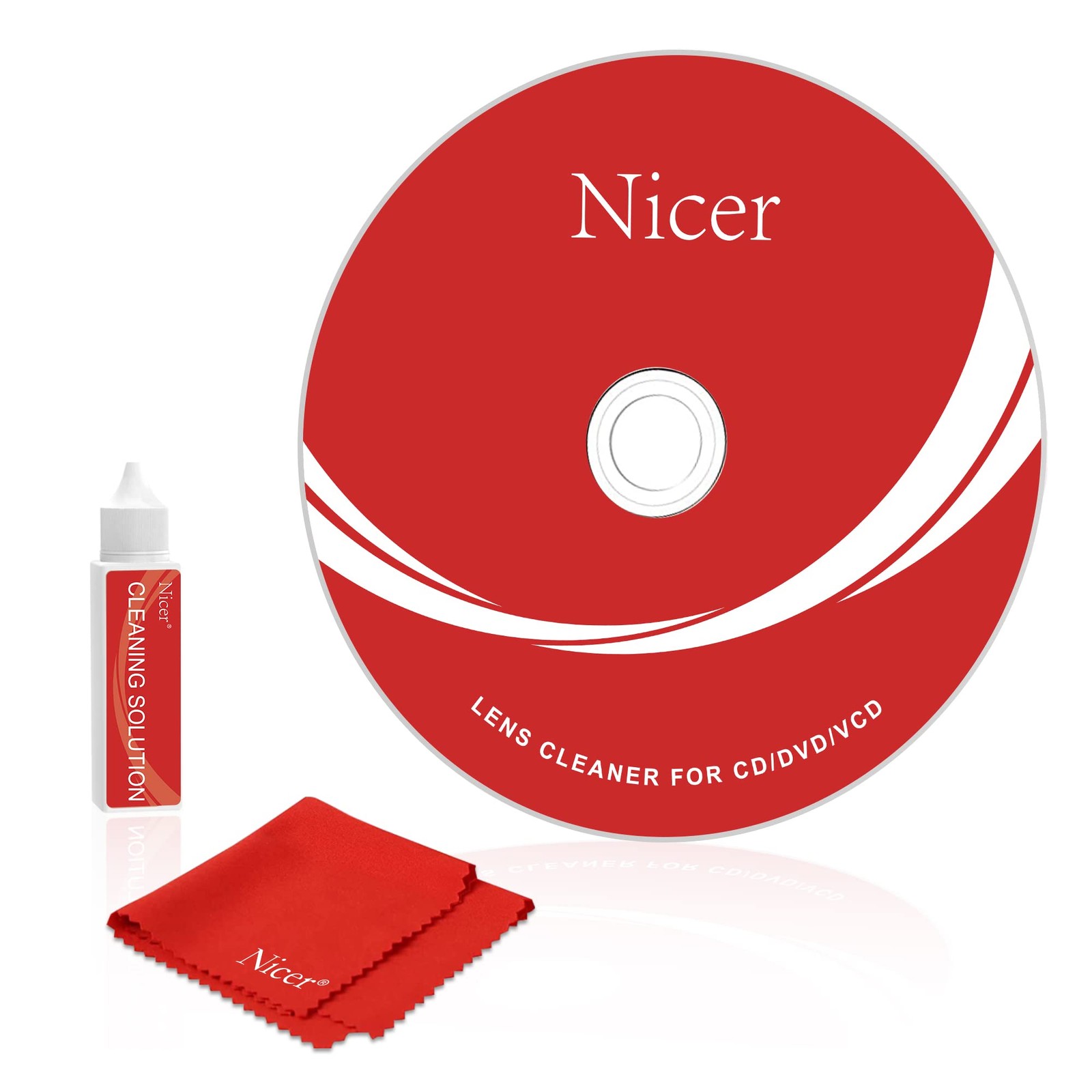 Nicer CD/VCD/DVD Player Cleaner Kit, Laser Lens Cleaning Disc,NS-2 Set 2, Red