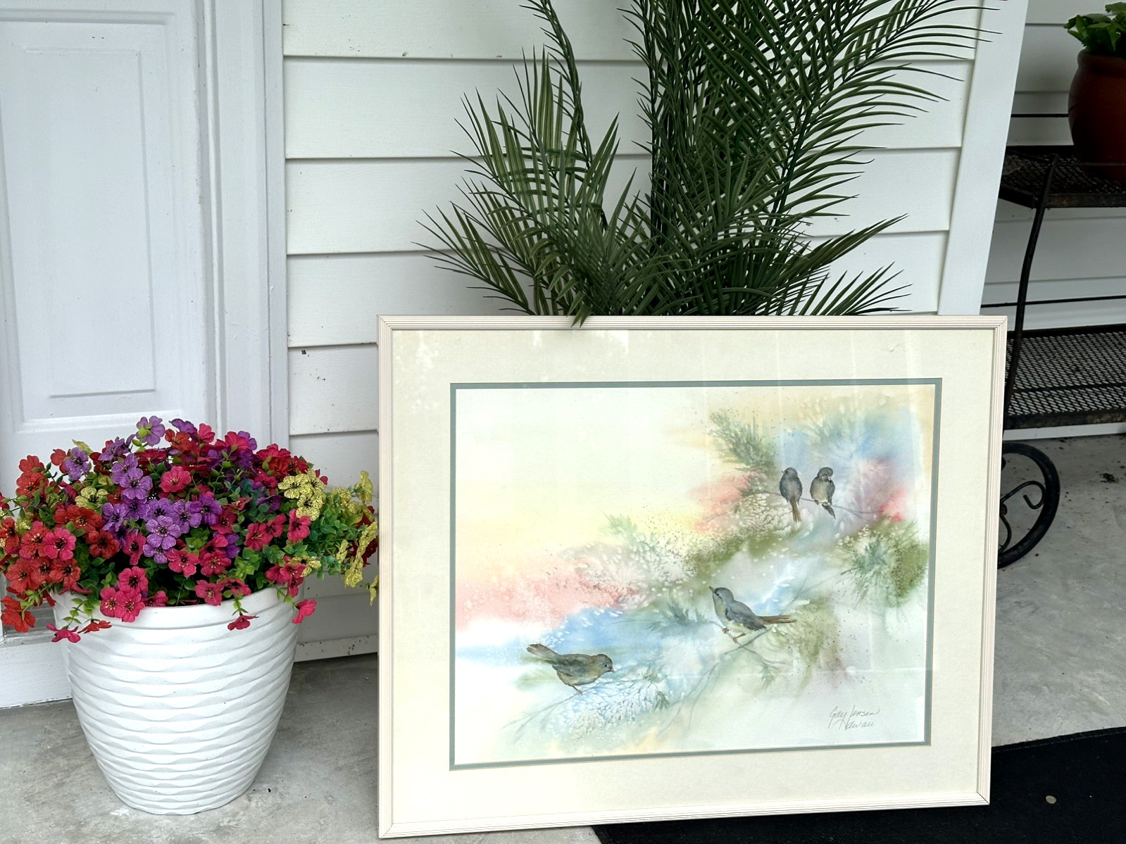 RARE GAY JENSEN Hawaiian Hawaii BIRD PAINTING Signed, Dated 1995 with Provenance