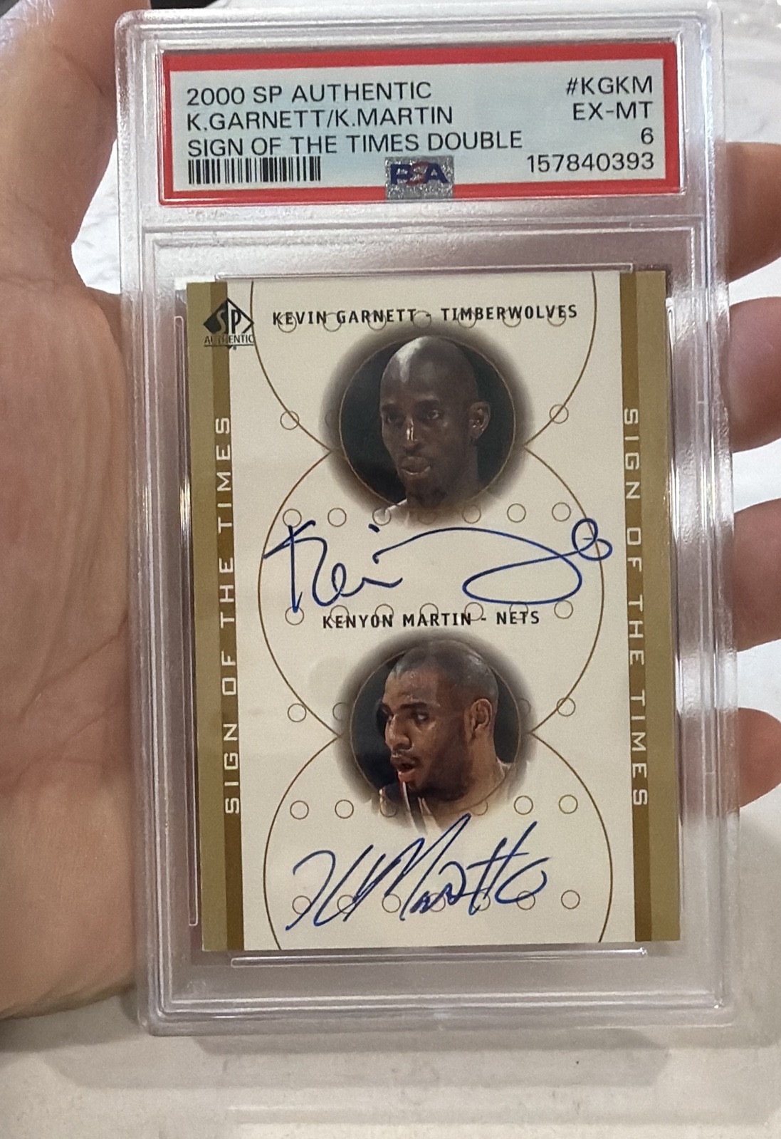 2000-01 SP Authentic Sign of the Times Dual Kevin Garnett, Kenyon Martin POP2 