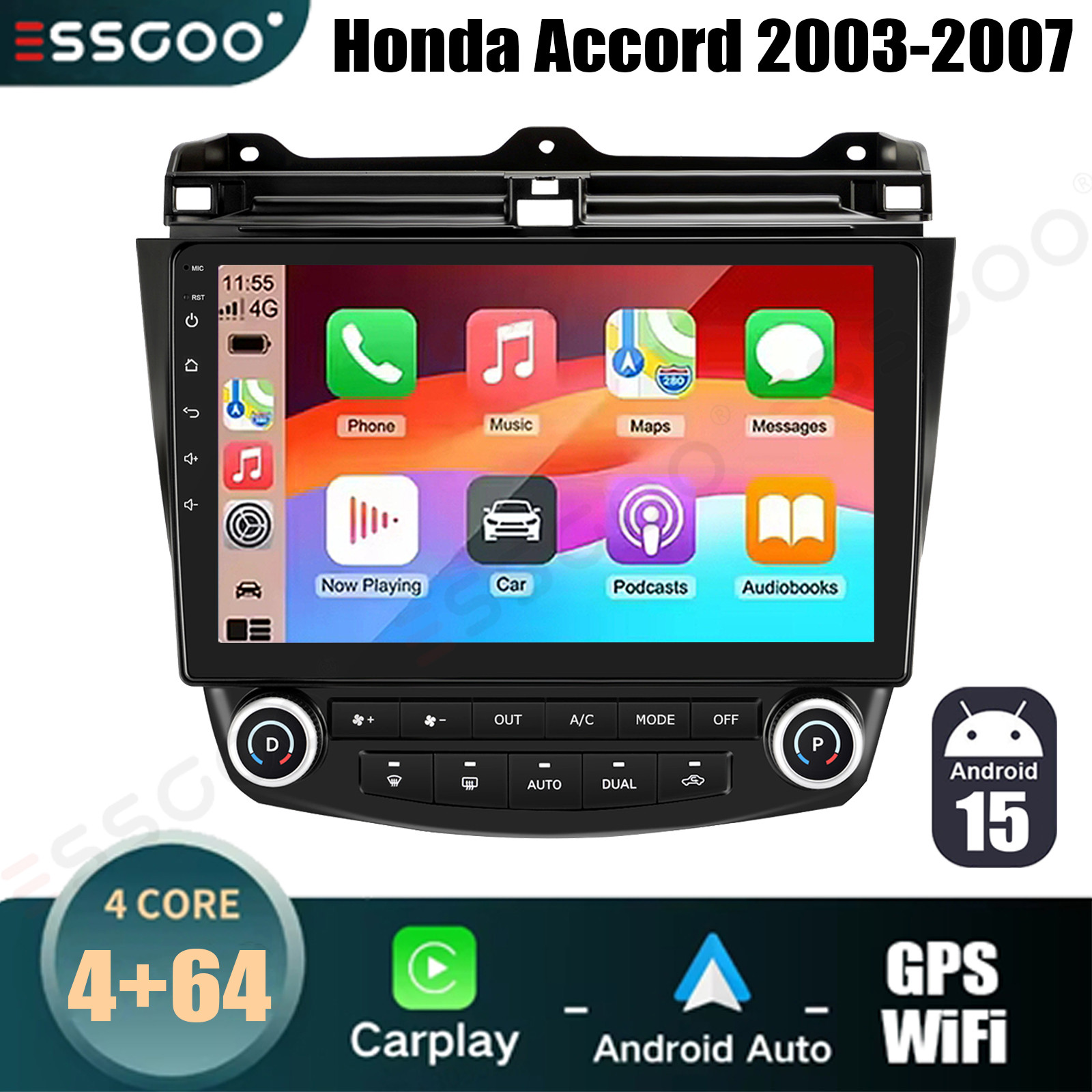 4+64G For Honda Accord 7 2003-2007 Apple CarPlay Android 15 Car Stereo Radio GPS