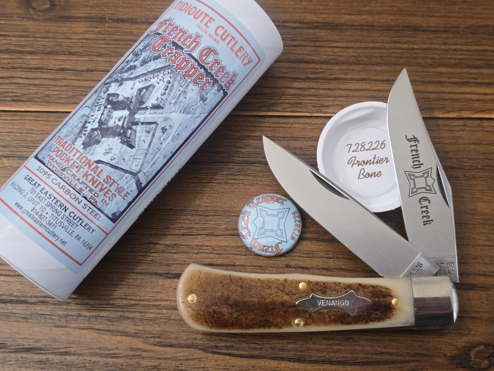 GEC Tidioute 728226 French Creek Trapper Frontier Bone Great Eastern Cutlery 