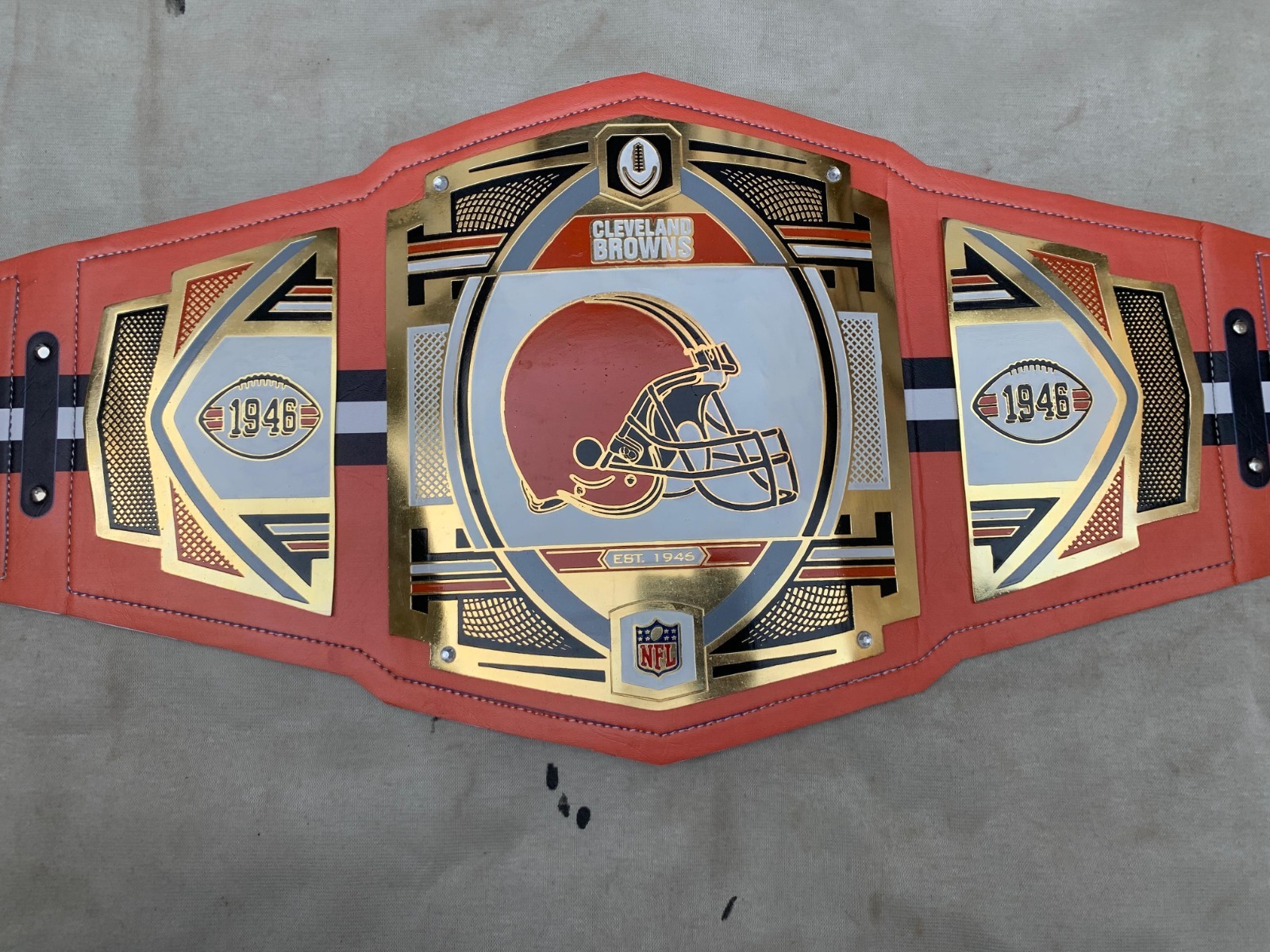 Cleveland Browns NFL Championship Belt Replica 2mm Brass Adult Full Size