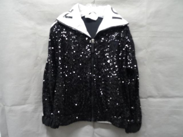 NO KA\'OI Jacket Womens 01 Black Sequin Track Full Zip Logo Collar Sporty Bomber