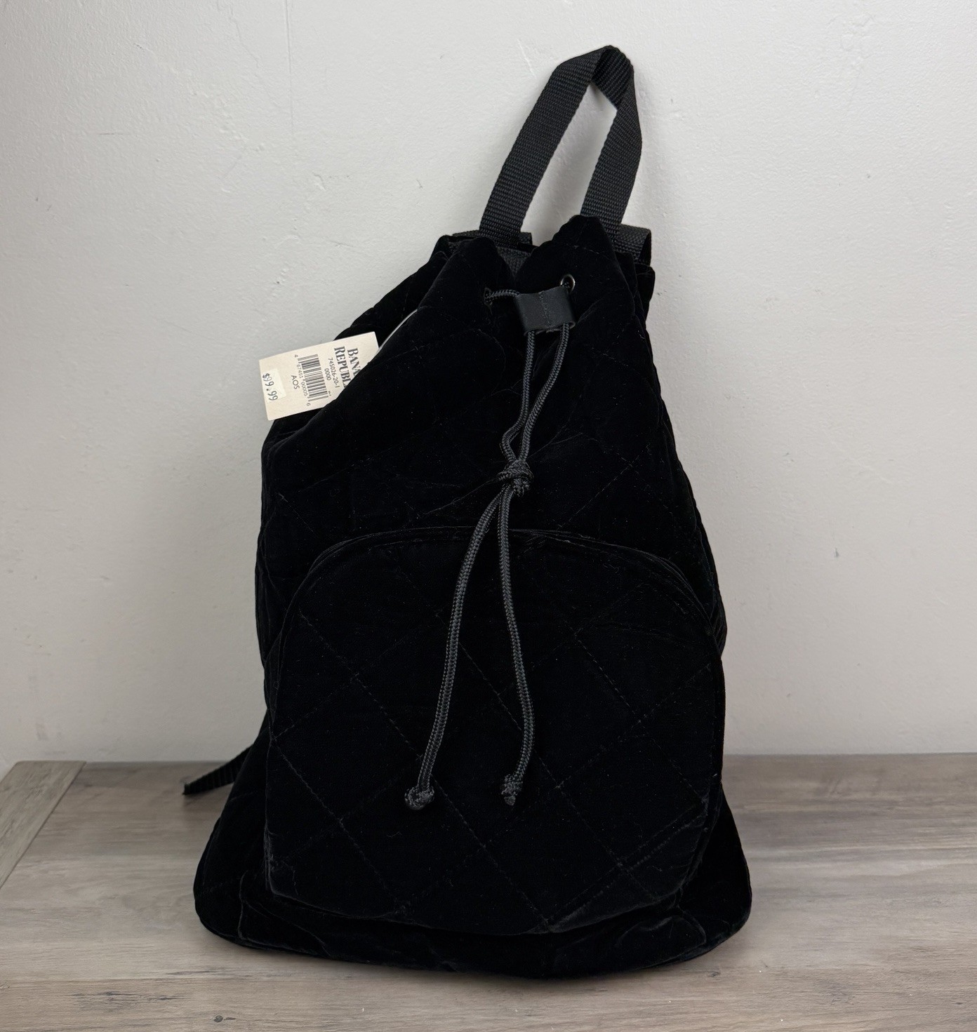 Vtg Banana Republic Backpack Velvet Black Preppy Minimalist 90s Quilted NOS Vtg Banana Republic Backpack Velvet Black Preppy Minimalist 90s Quilted NOS