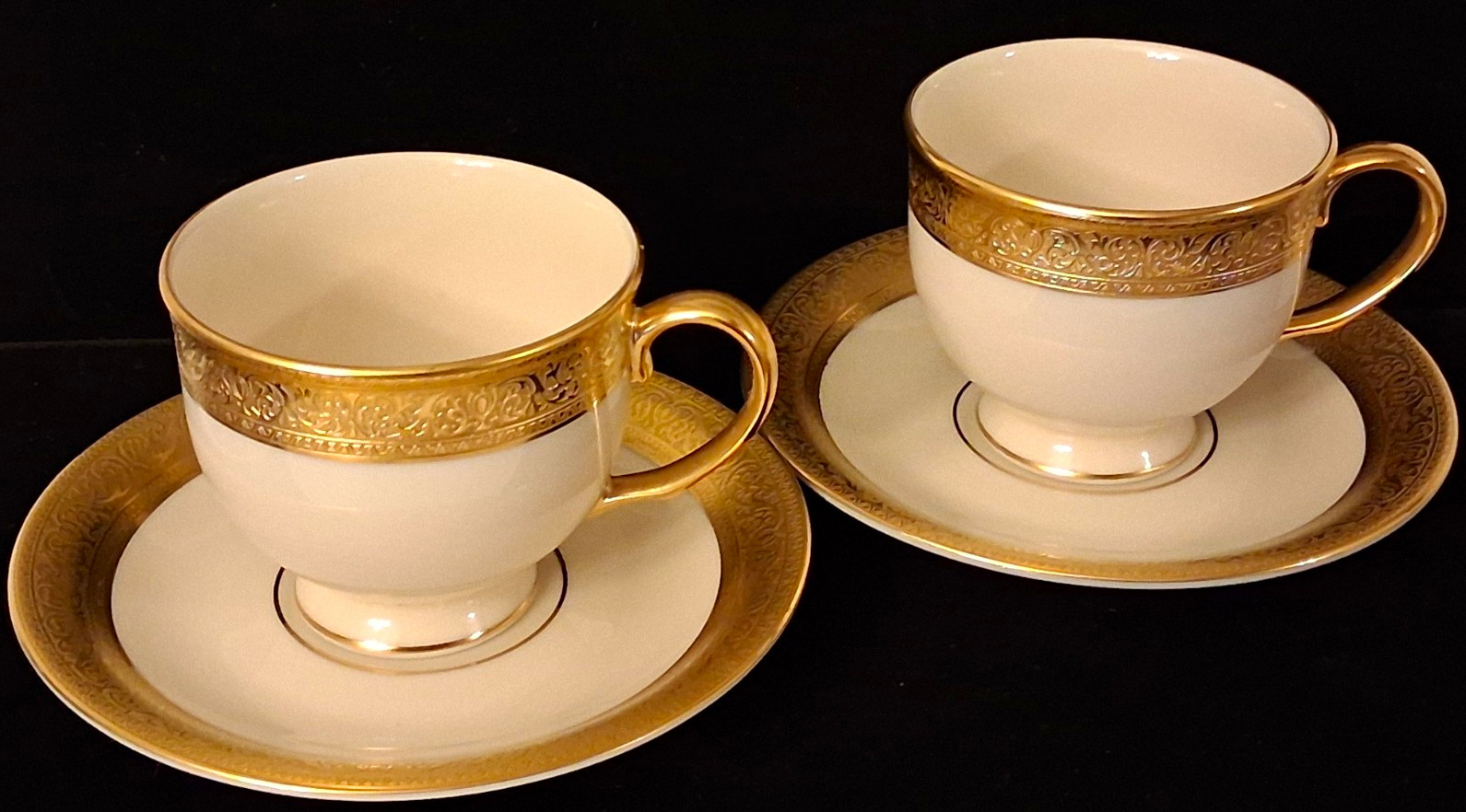 Lenox Presidential Collection Westchester Porcelain Gold Cup & Saucer 4pc
