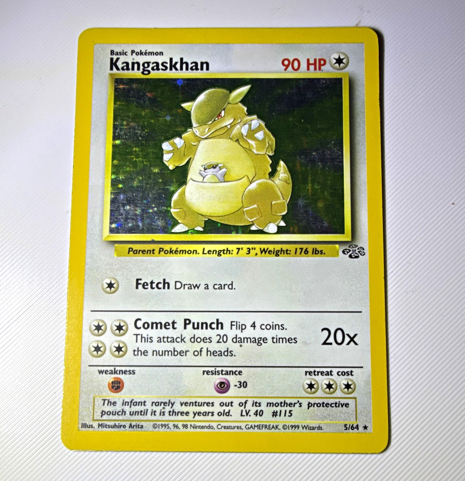 Wizards of the Coast Kangaskhan 5/64 Jungle Holo Rare 90 HP Unlimited EN Wizards of the Coast Kangaskhan 5/64 Jungle Holo Rare 90 HP Unlimited EN