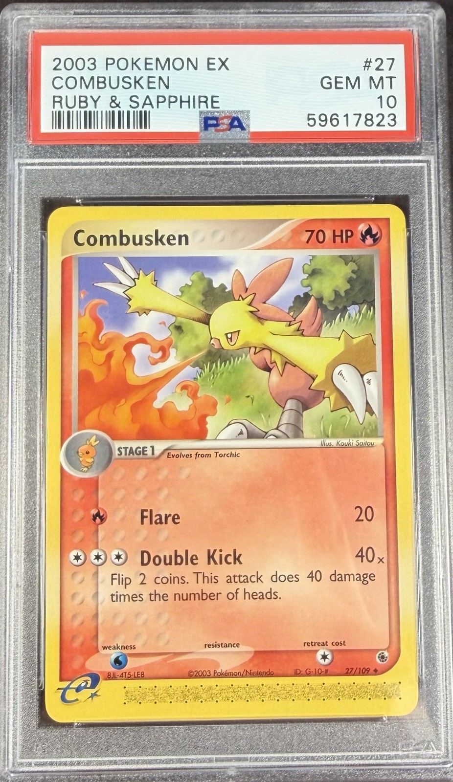 2003 Pokémon EX Ruby & Sapphire 27 Combusken PSA 10 Gem Mint 2003 Pokémon EX Ruby & Sapphire 27 Combusken PSA 10 Gem Mint