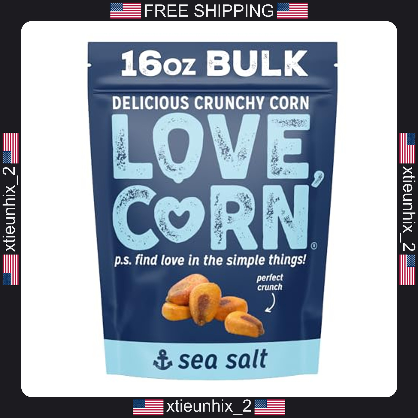 Love Corn Sea Salt Roasted Corn Snack 16oz Bulk Bag Gluten Free Vegan