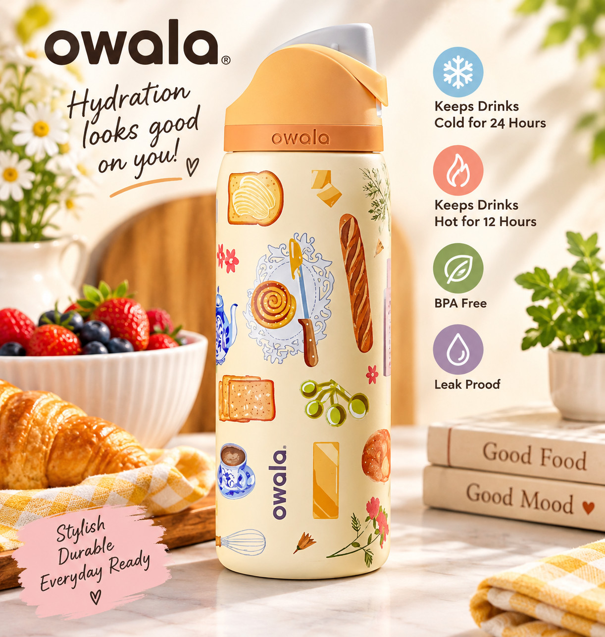 NEW Owala Limited Edition Brunch Bunch FreeSip Water Bottle 32oz Fast delivery