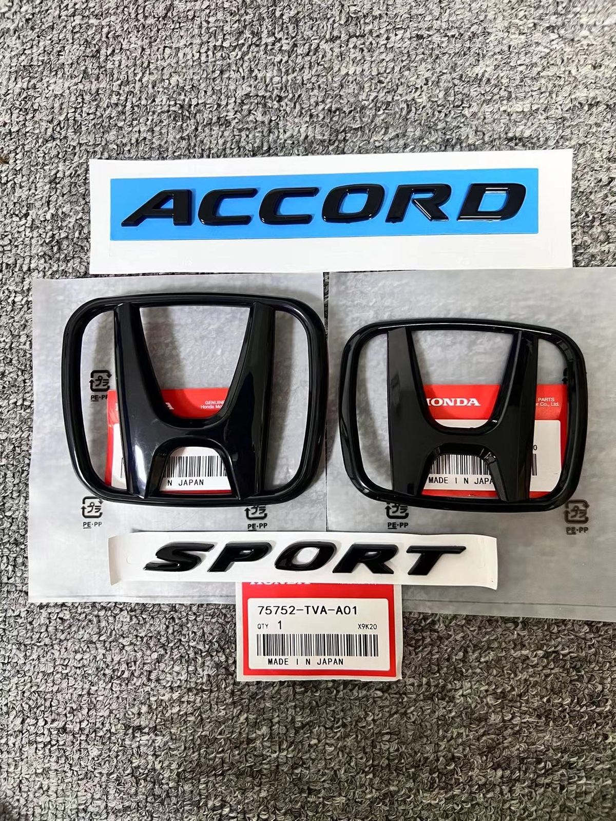 4Pcs Genuine Front Rear Honda Logo Black Emblem Honda ACCORD 2018-2022