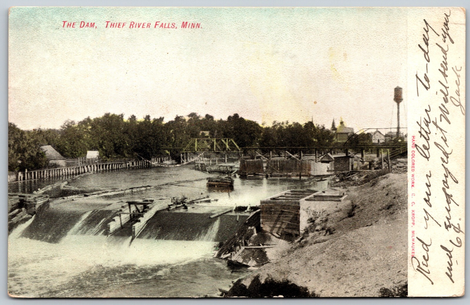 c1908 The Dam Thief River Falls Minnesota ANTIQUE Postcard 2587 c1908 The Dam Thief River Falls Minnesota ANTIQUE Postcard 2587