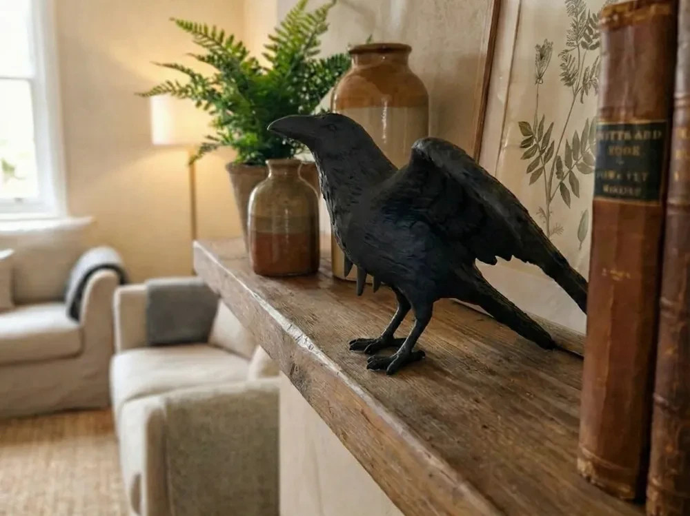 Custom Made Raven Art Statue Black New Perfect Art Home Decor (Free shipping)