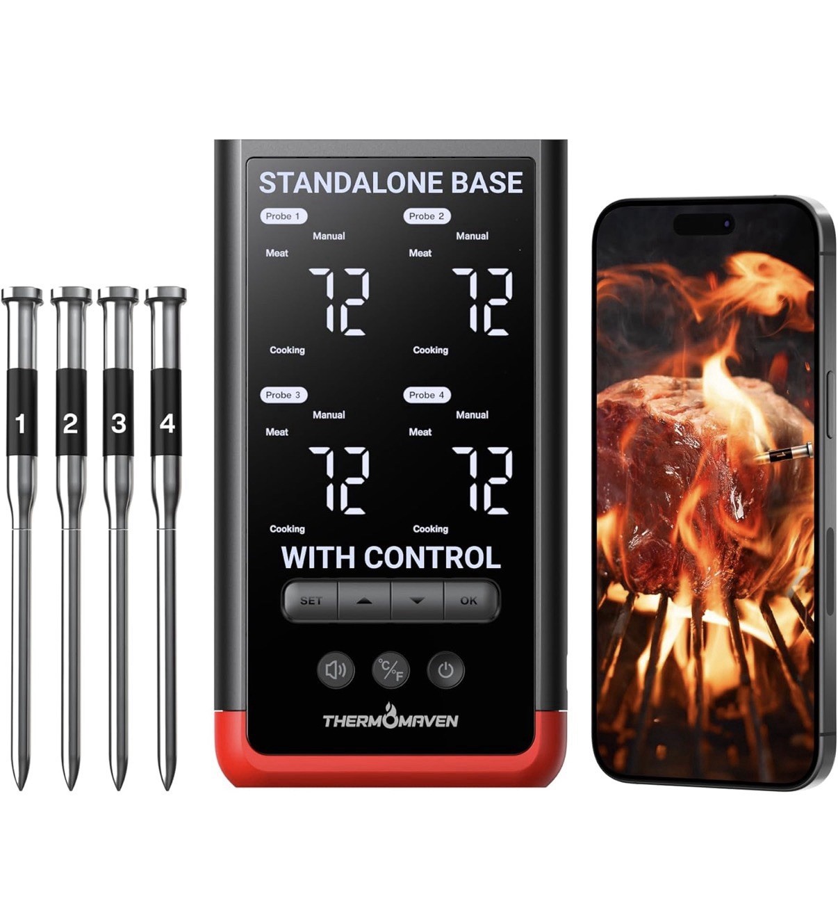 Thermomaven P4 Wireless Meat Thermometer | Smart App Control | Grill BBQ Smoker