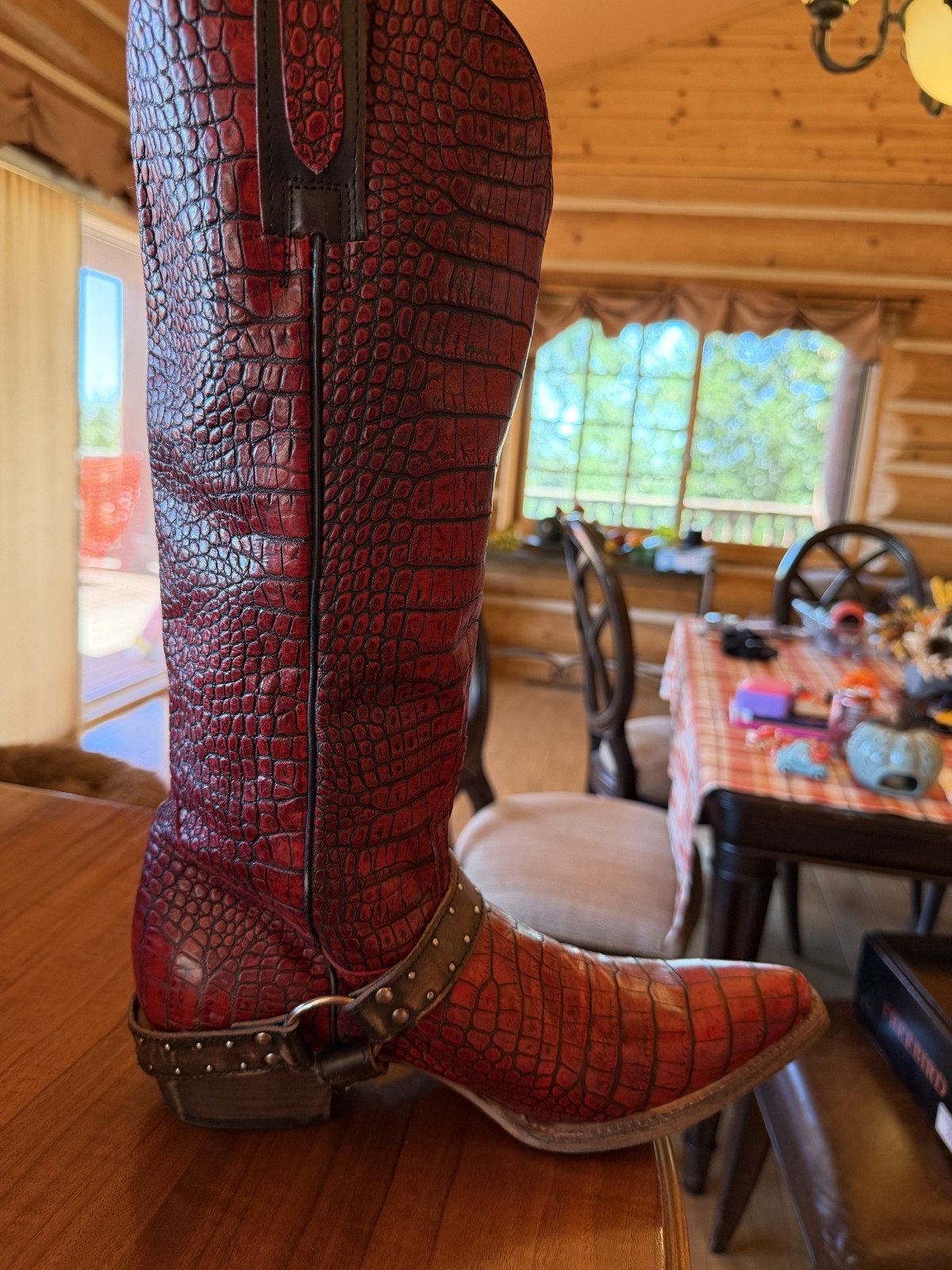FREEBIRD by Steven Lusitano Red Croco Leather Tall Boots Women’s Size 11 w/ Box