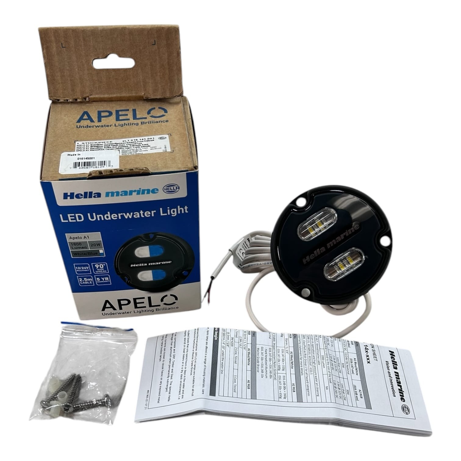 Hella Marine Apelo A2 Marine White/Blue LED Underwater Light 1800 Lumens NEW OEM