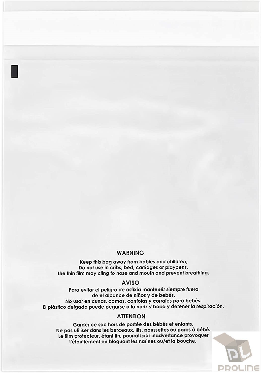 200 10x13 Suffocation Warning Clear Poly Self Seal Bags 1.5 mil Mailers