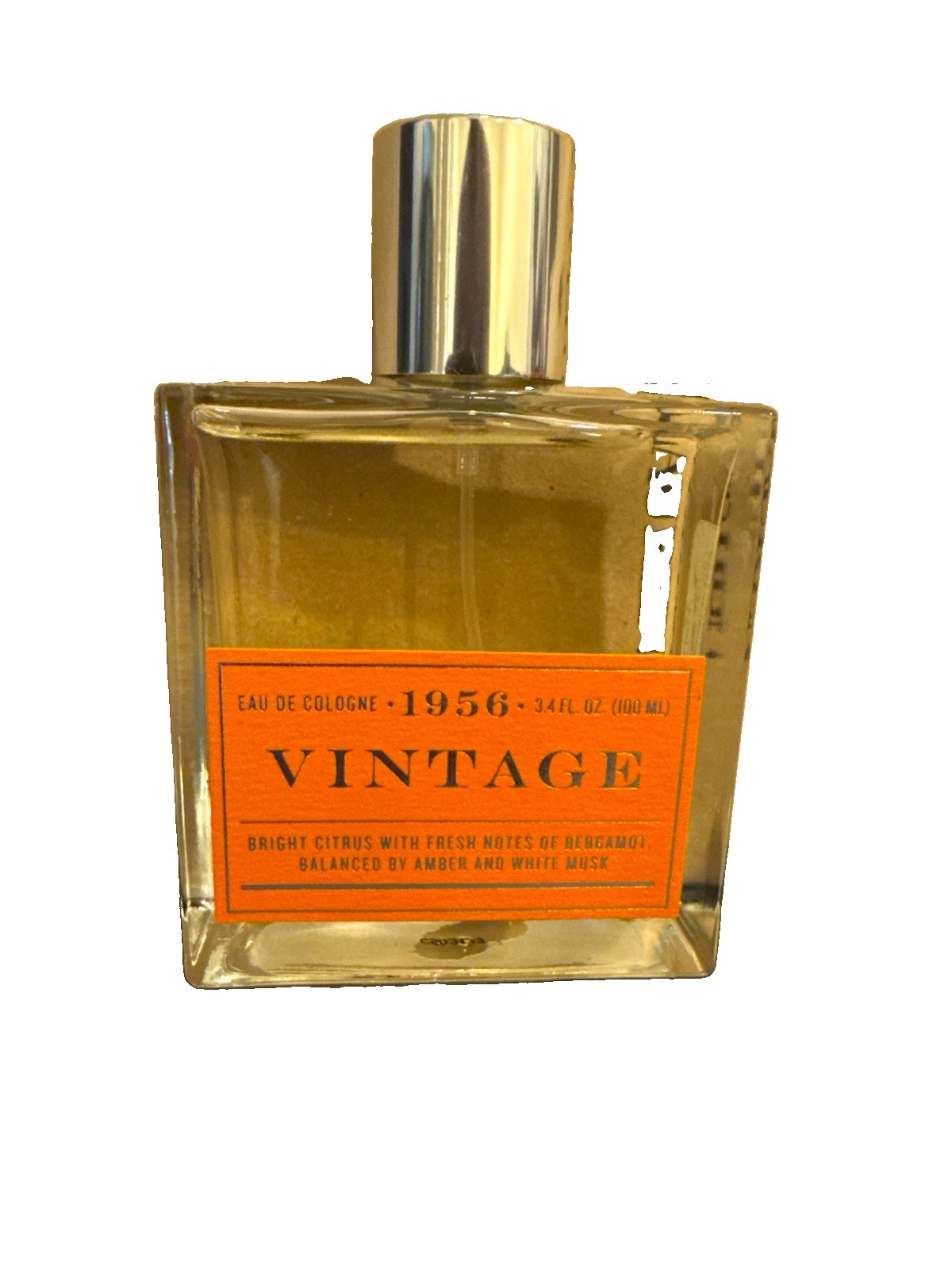 Vintage 1956 Tru Fragrance Eau de Cologne Men, 3.4 oz Citrus Bergamot