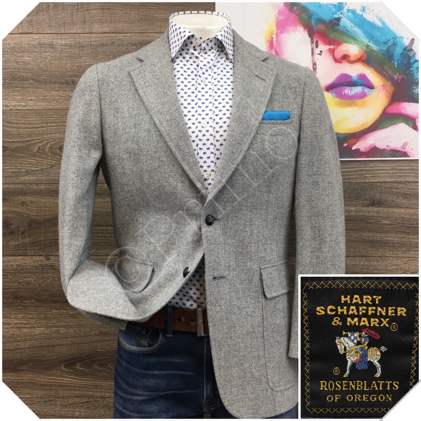VINTAGE HART SCHAFFNER Mens Tweed Blazer Sport Coat Casual Jacket Size 40R Suit