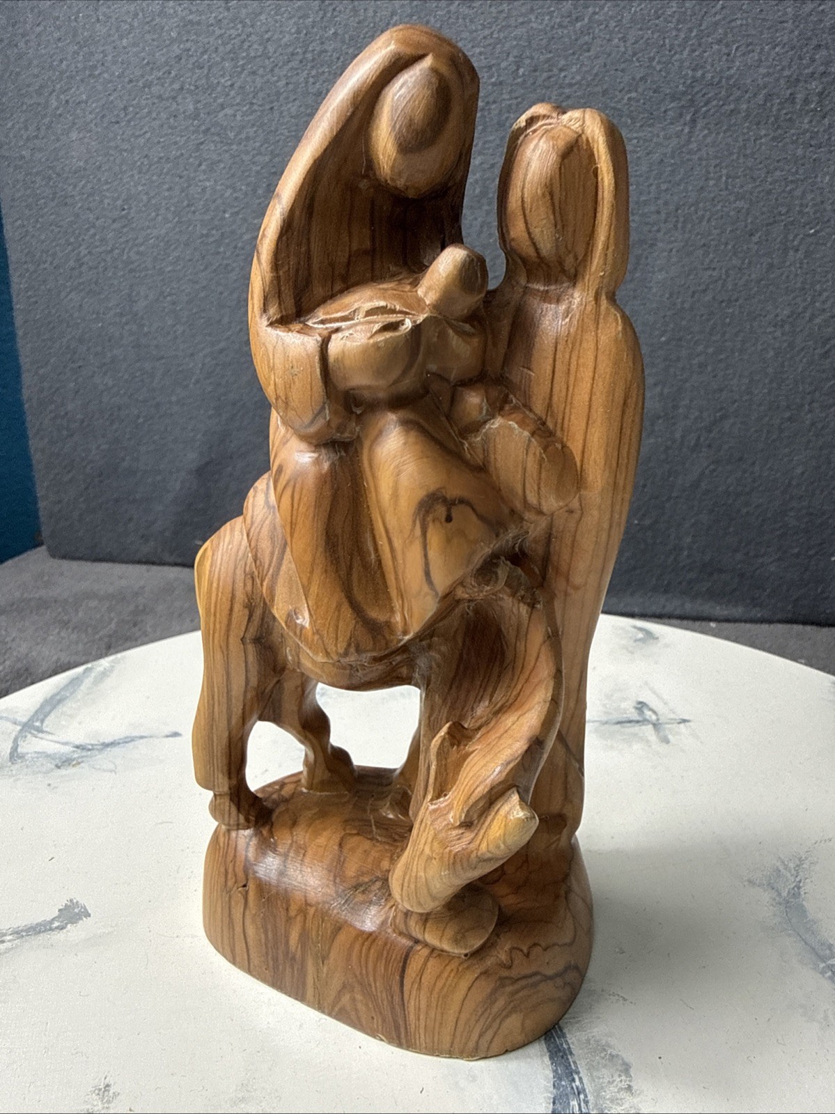 Olive Wood Holy Family Nativity Statue Hand Carved Israel Christmas Sculpture