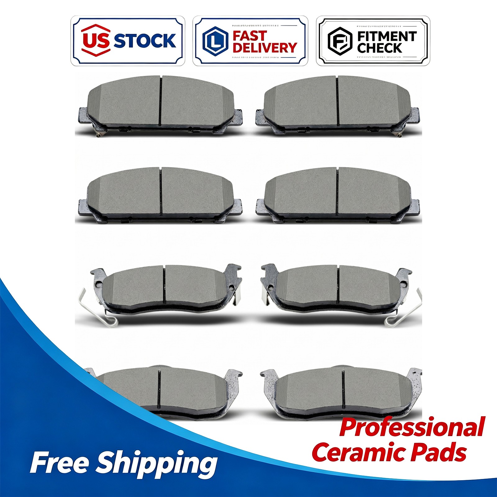 Front Rear Ceramic Brake Pads For 2007-2015 Nissan Armada Titan Infiniti QX56