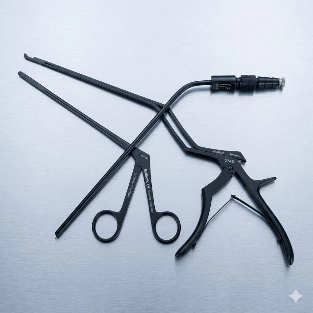 Set of 3 Medtronic 2mm bayonet kerison, pituitary rounger and suction 