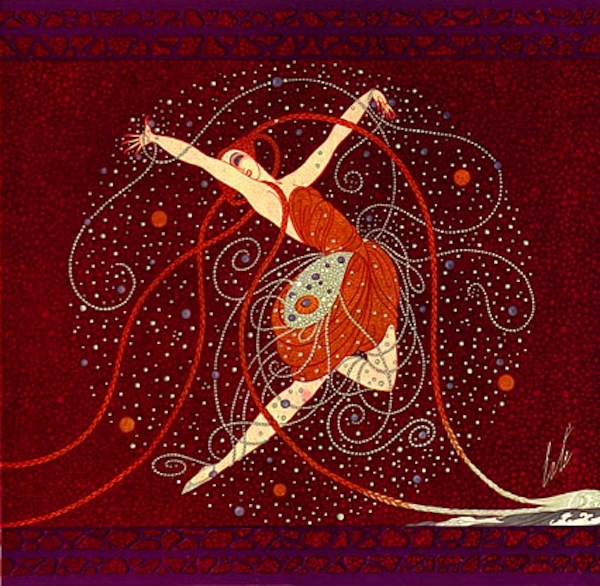 La rose au pollen de diamants 22x30 Art Deco Print by Erte