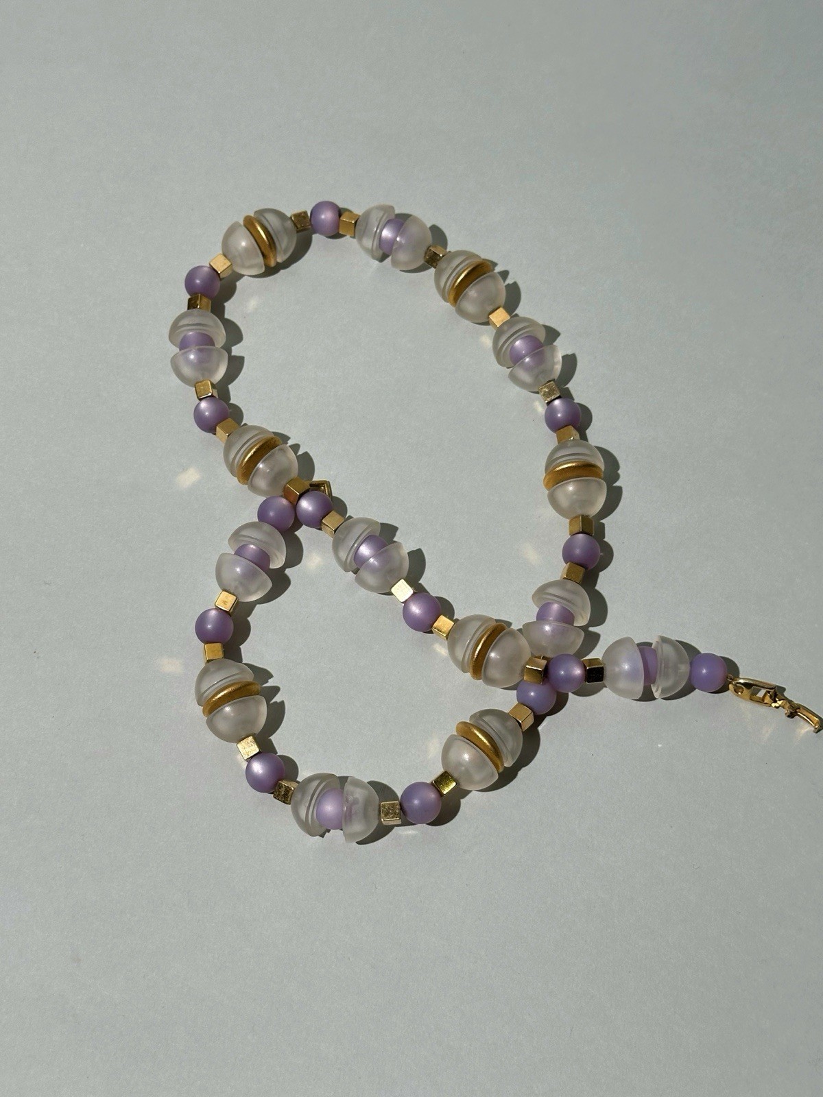 vintage Napier lucite beads necklace  with gold tone
