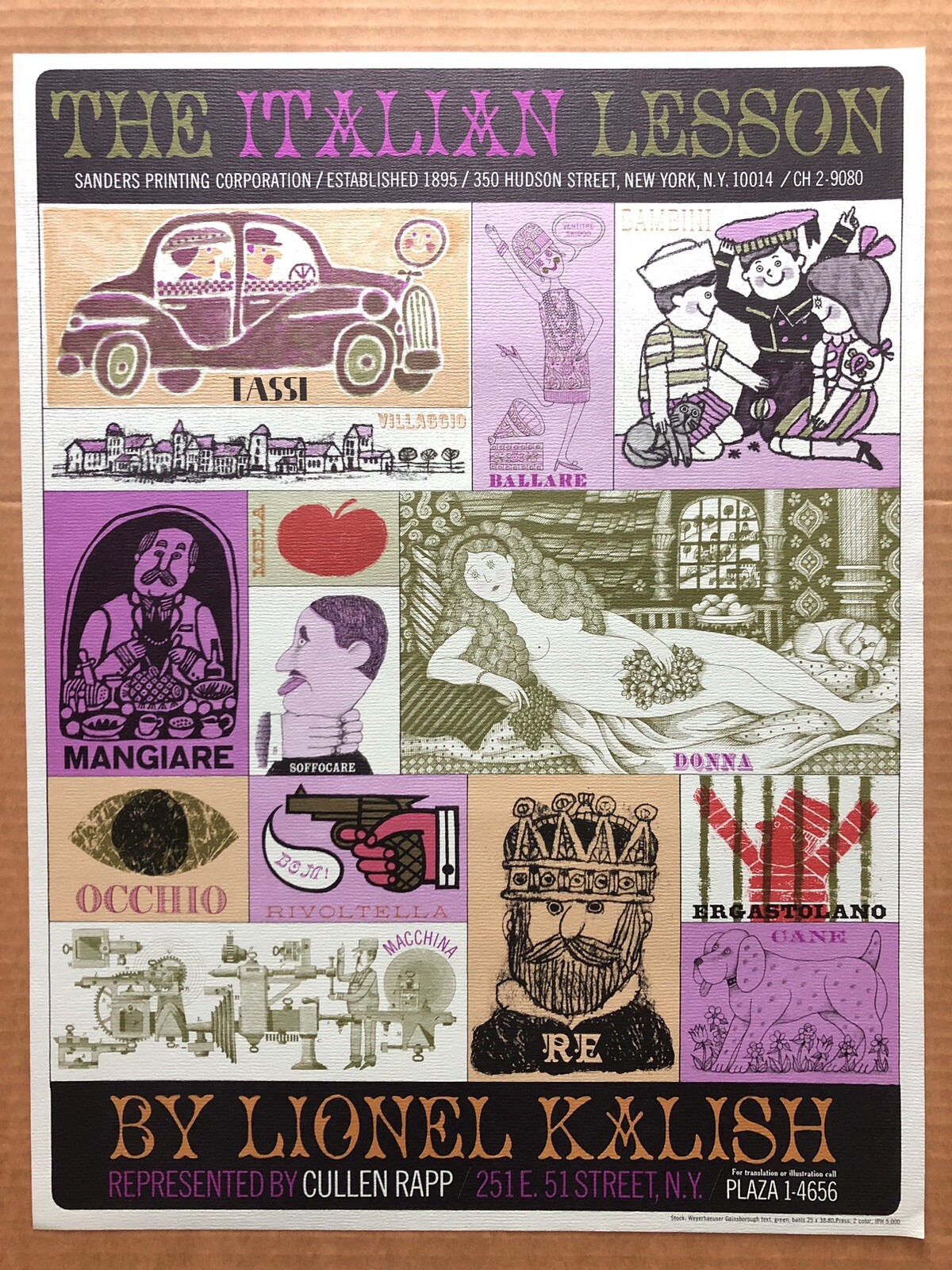 VTG 1968 RARE 'The Italian Lesson' Poster by Lionel Kalish - Kalish Rapp Studios VTG 1968 RARE 'The Italian Lesson' Poster by Lionel Kalish - Kalish Rapp Studios
