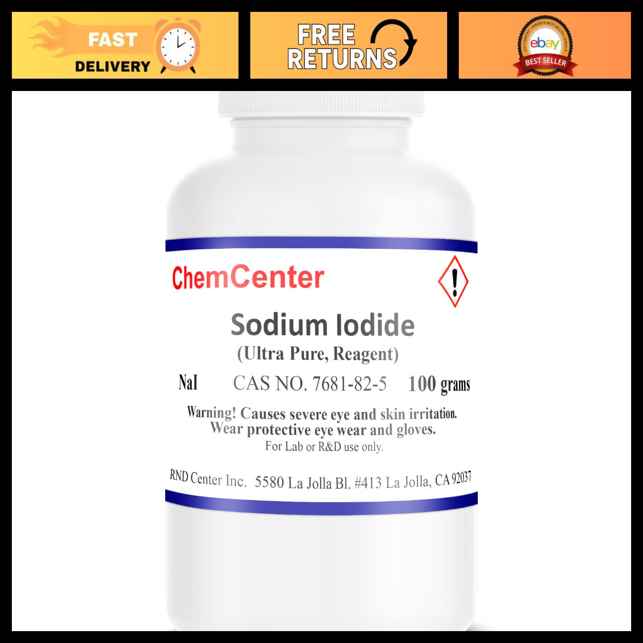 Ultra Pure Sodium Iodide Crystals - 100g, High Purity, Lab Grade Chemical Ultra Pure Sodium Iodide Crystals - 100g, High Purity, Lab Grade Chemical
