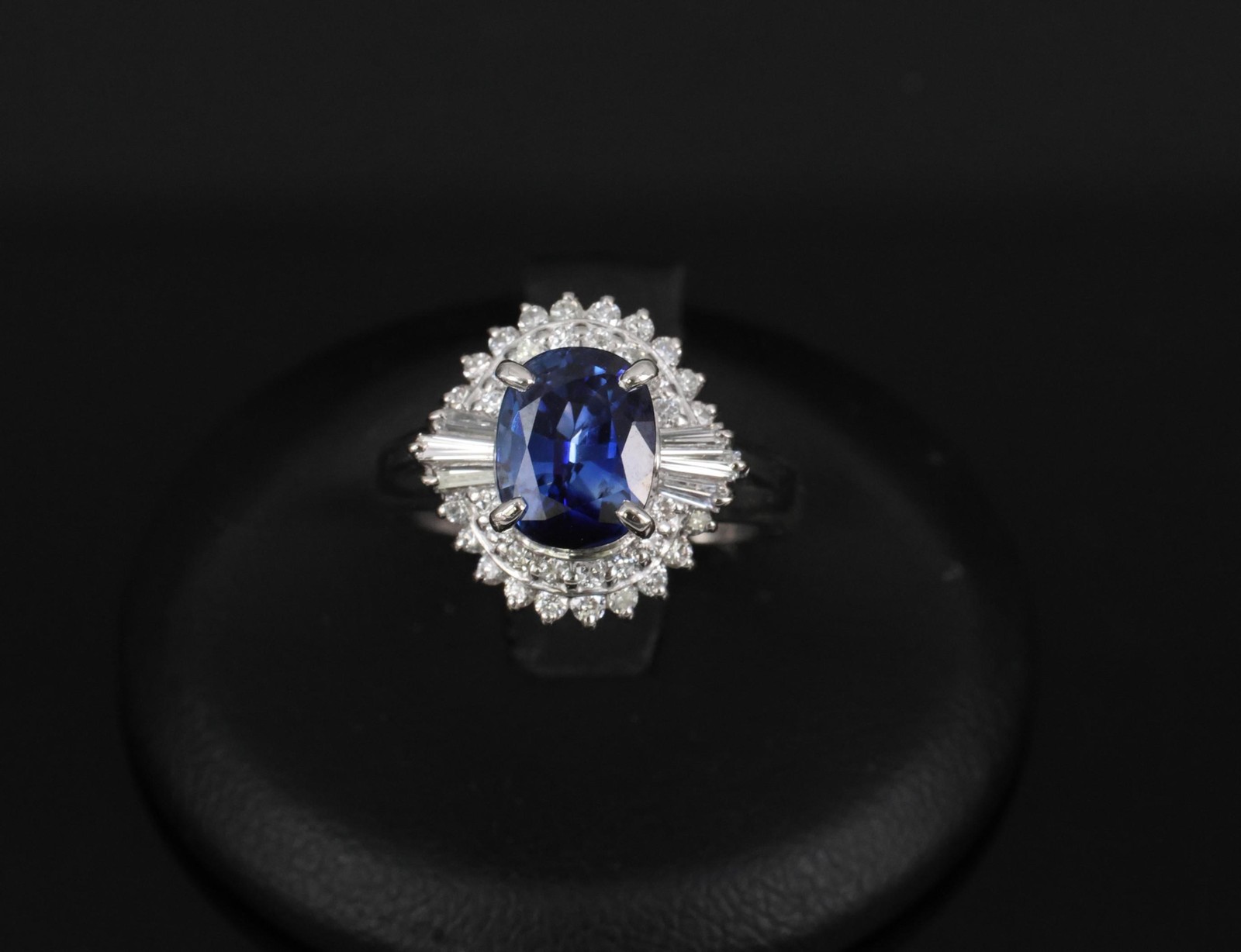 Fine 2.37ct GIA Madagascar Sapphire & 0.54ct Diamond Platinum Ring Size 6.75