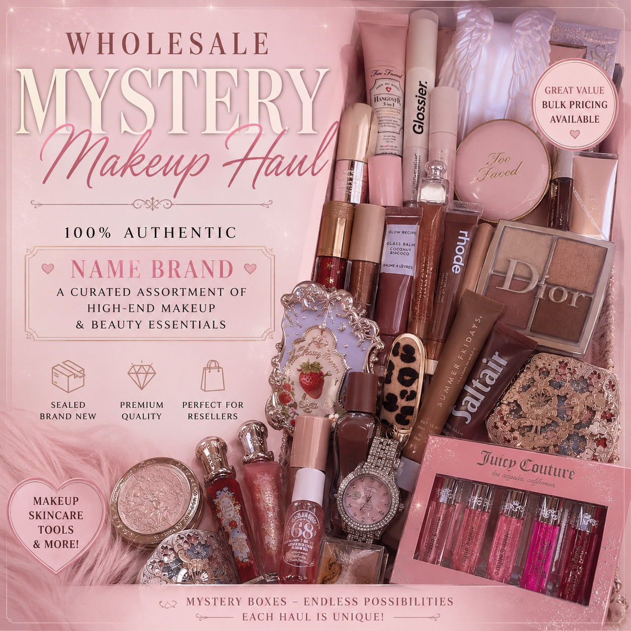 High End 15 pcs Wholesale Name Brand Mystery Makeup Haul Beauty Box Bundle Lot